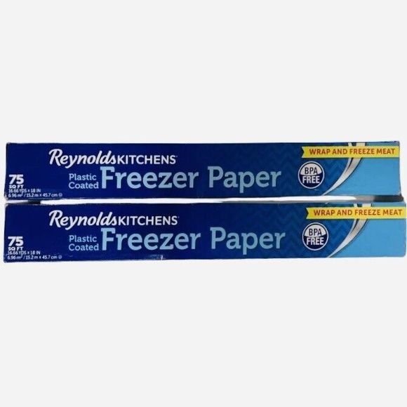 2 PK of Reynolds Kitchens Plastic Coated Freezer Paper BPA Free 75SQ FT 16.66YDS - Picture 1 of 7